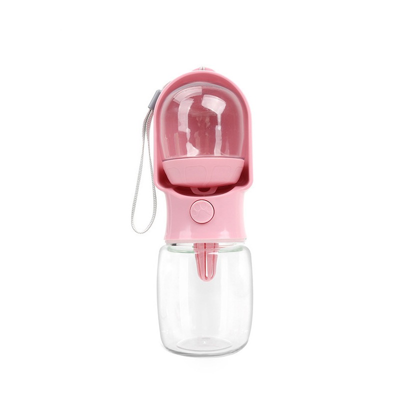 Portable Dog Water Bottle with Bowl - Pink / 320ml